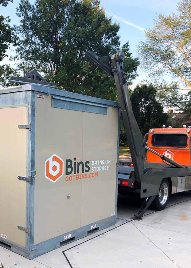 Bin being placed on driveway for ease of access while renovating home